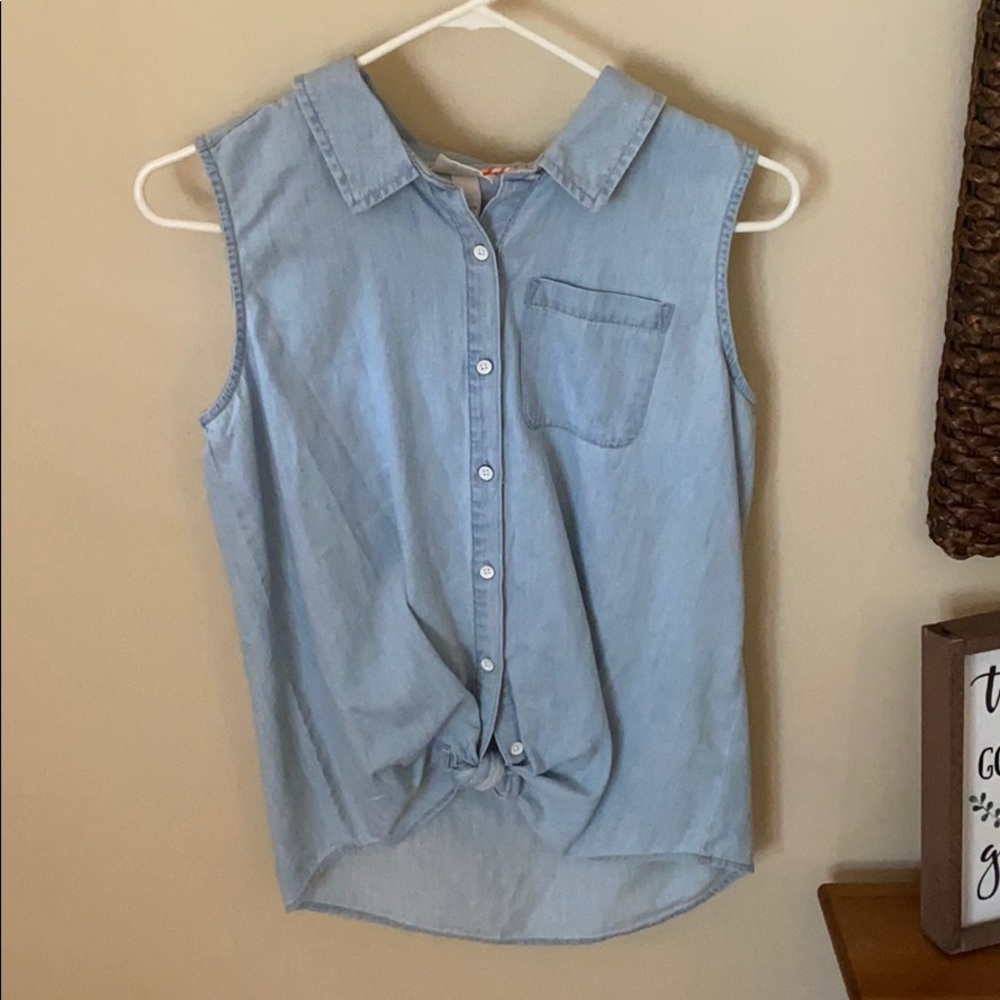 Cat & Jack Girls Denim Front Not Tank Top